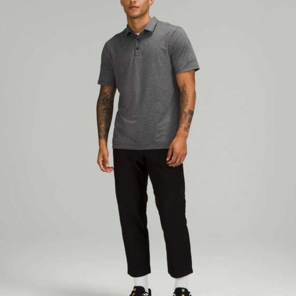 Lululemon Evolution Short Sleeve Polo Shirt *Pique Fabric Heathered Black - Picture 2 of 9